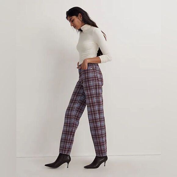 Madewell The Perfect Vintage Straight Jean in Cabernet Plaid - Picture 4 of 16